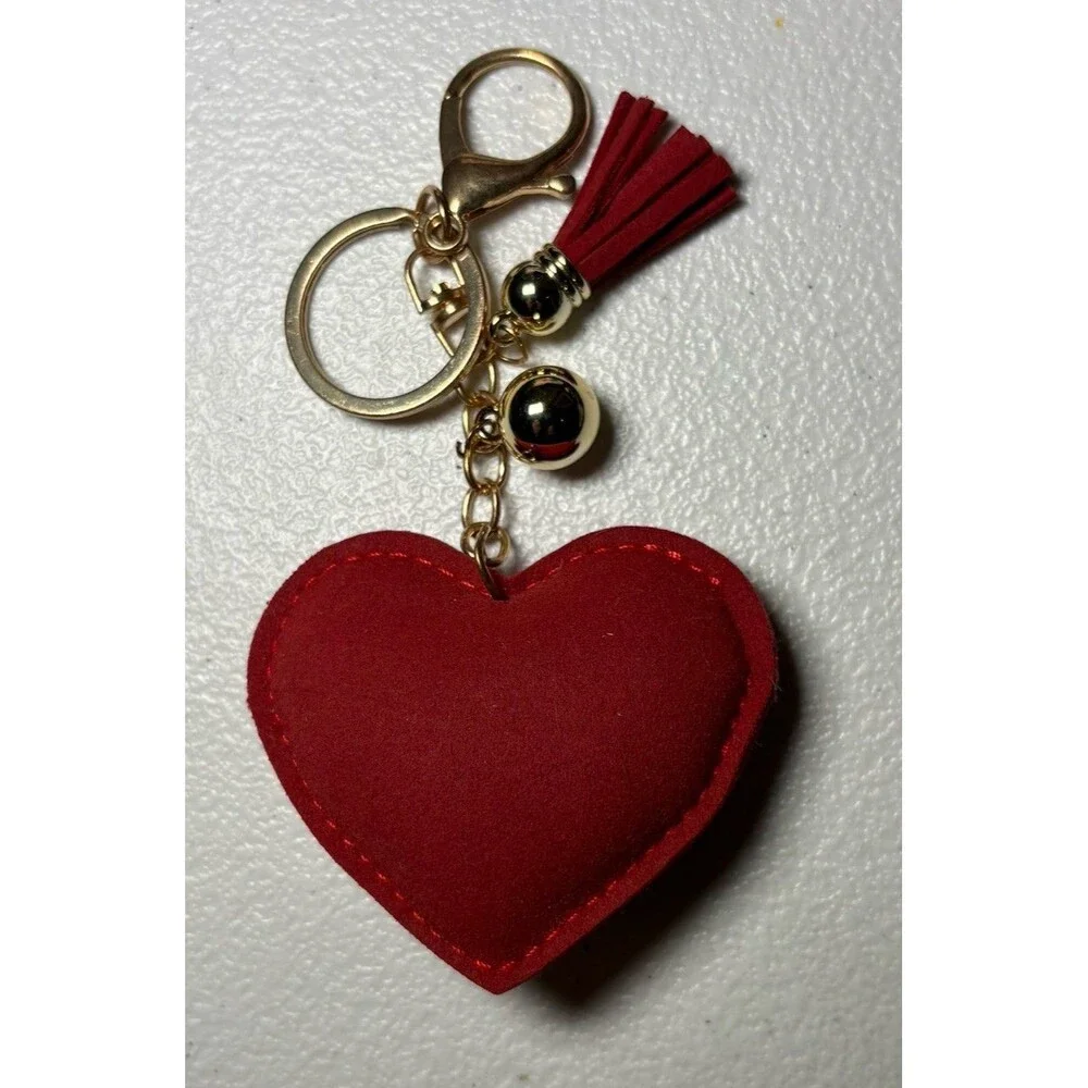 Puffed Heart Paw Print Keychain Sparkly